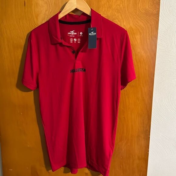 Hollister Polo Shirt Mens Small Red Sweat Wick - Picture 1 of 2